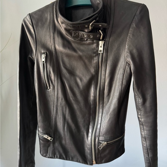 ALLSAINTS Leather Bales Moto Biker Jacket UK 8 / US 4 - Picture 9 of 13